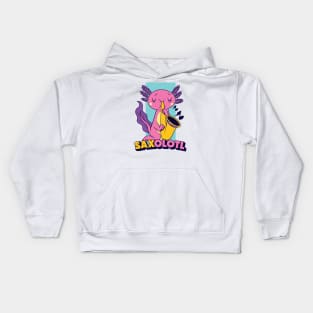 Saxolotl // Funny Axolotl with Saxophone Kids Hoodie